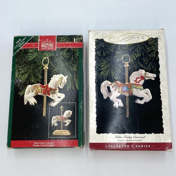 3 Hallmark Keepsake Tobin Fraley Carousel Horse Christmas Ornaments '92 '93 '94 - Picture 8 of 10